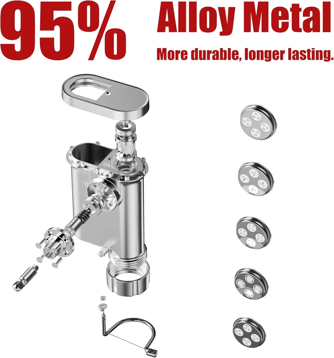 Commercial Kitchen Aid Mixer - Heavy Duty Metal Pasta Maker Attachment,